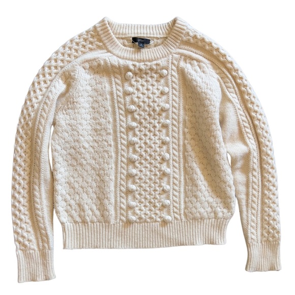 J.Crew Popcorn Cable Knit Lambswool Sweater Ivory - Picture 5 of 12